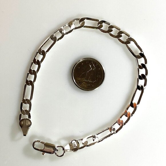 Figaro Chain Bracelet 12 mm 1/2" Wide - Picture 9 of 11